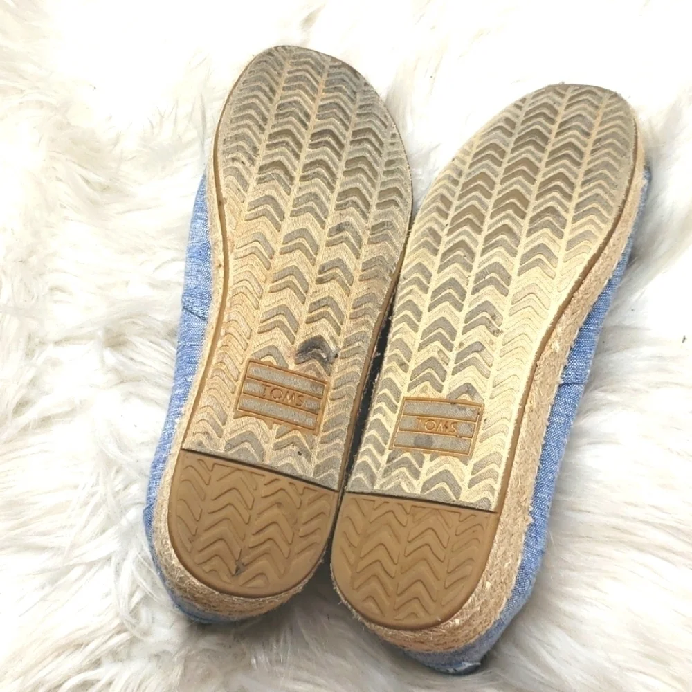 TOMS Alpargata Blue Slub Chambray Open Ztoe Espadrilles: Blue Slub 7